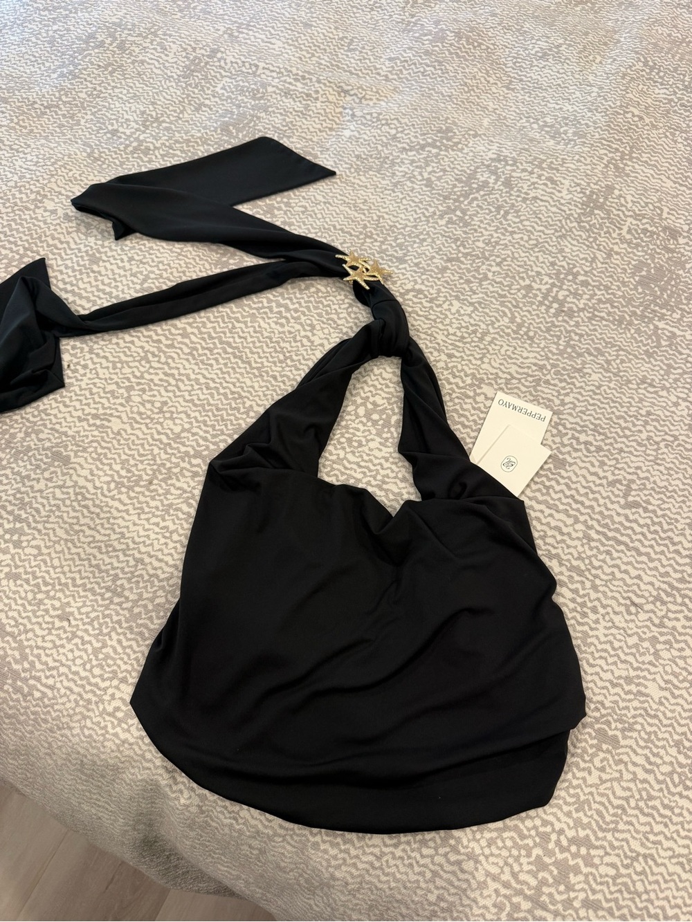 Black Twisted Handle Shoulder Bag with Gold Accent - paradise top